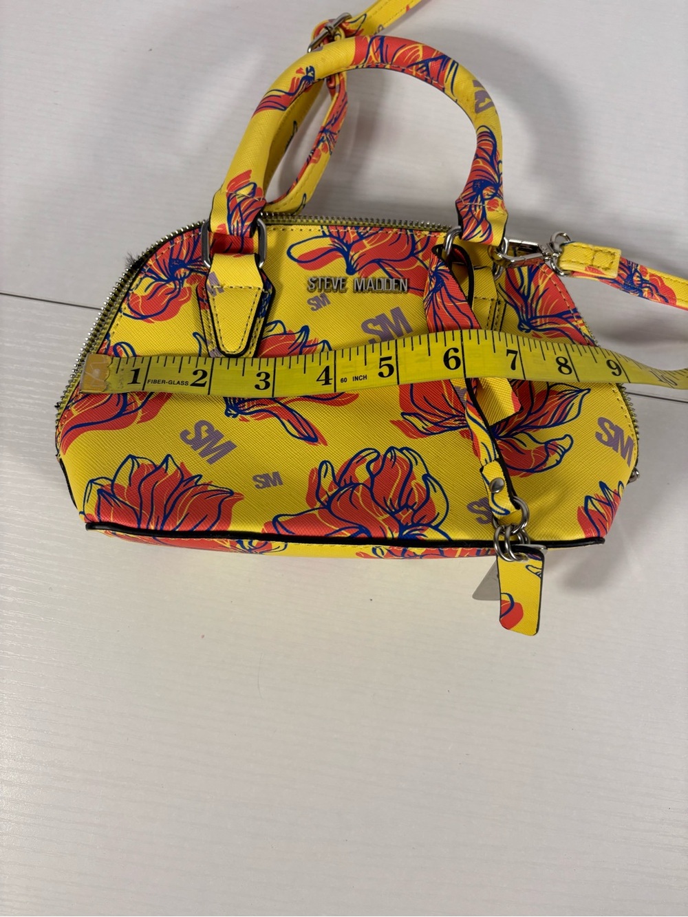Steve Madden Yellow Floral Statement Mini Satchel Crossbody Bag - Picture 8 of 9